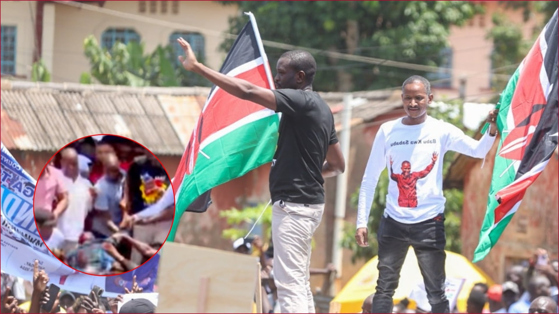 Senator Edwin Sifuna and Babu Owino rescued a suspected goon.